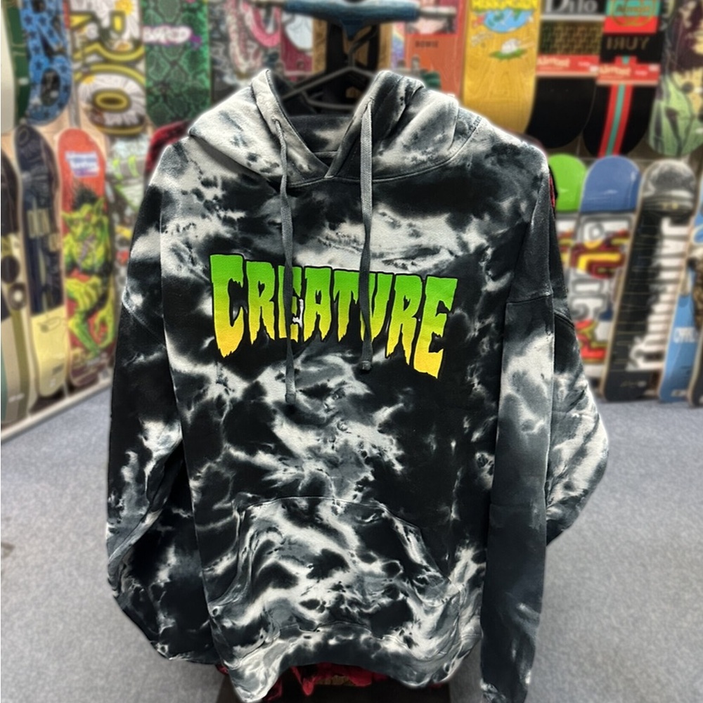 Creature Skateboards - Logo Green Tie-Dye Hoodie Size-S